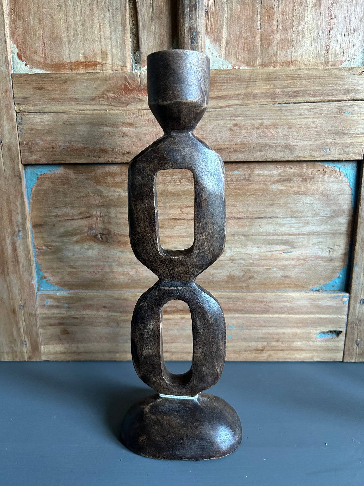 Houten kandelaar bruin L