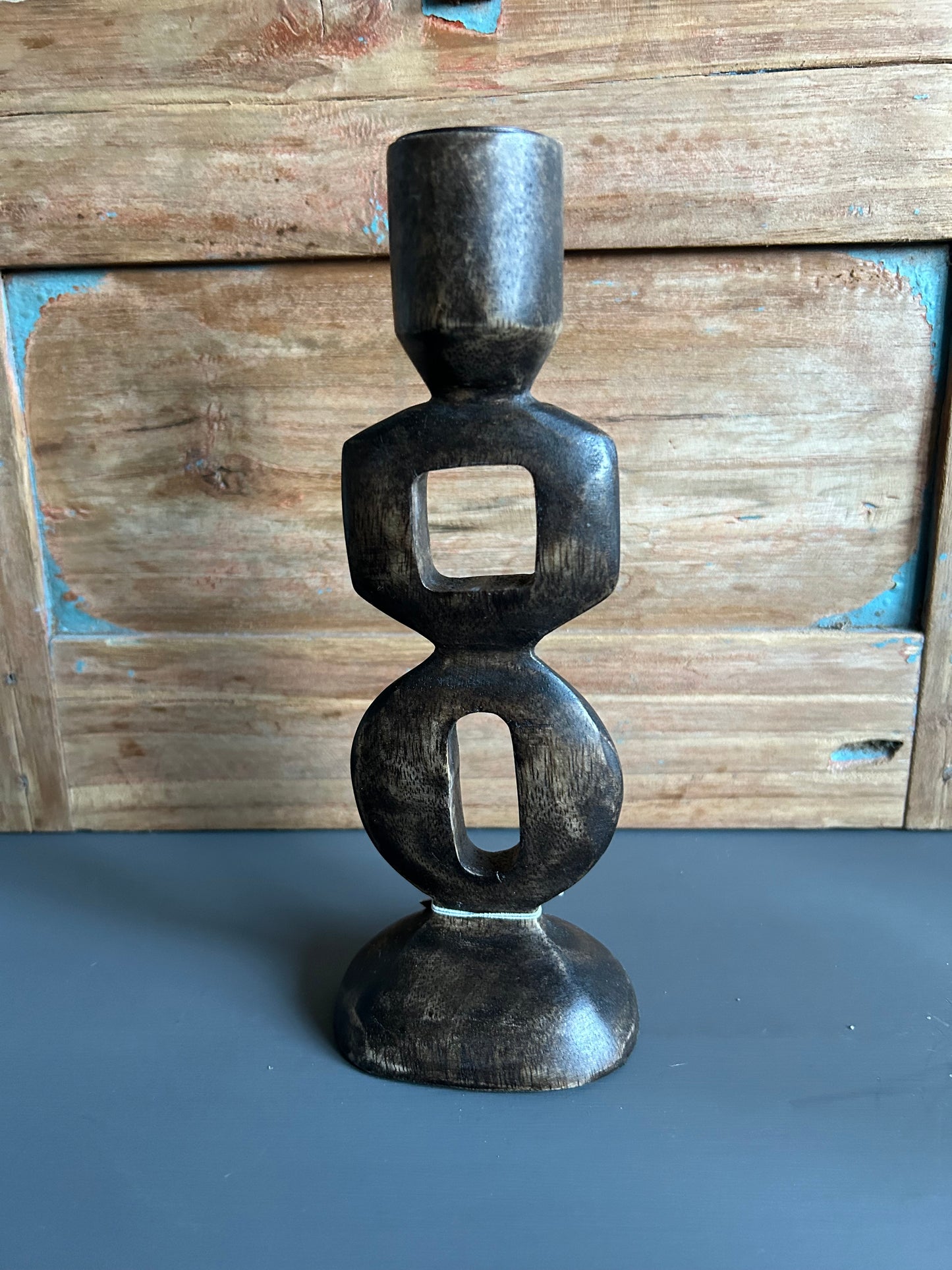 Houten kandelaar bruin S