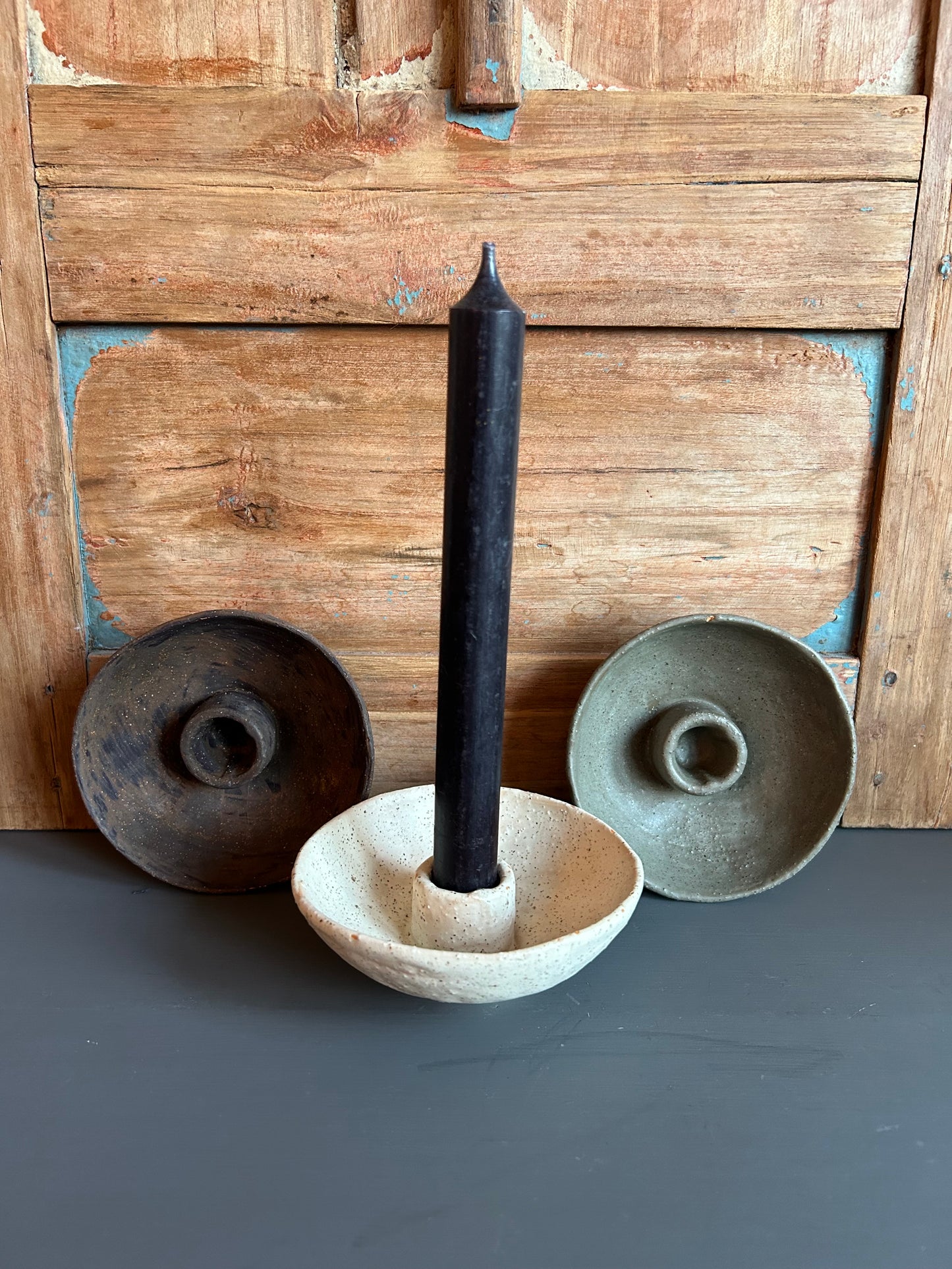 Kandelaar keramiek creme