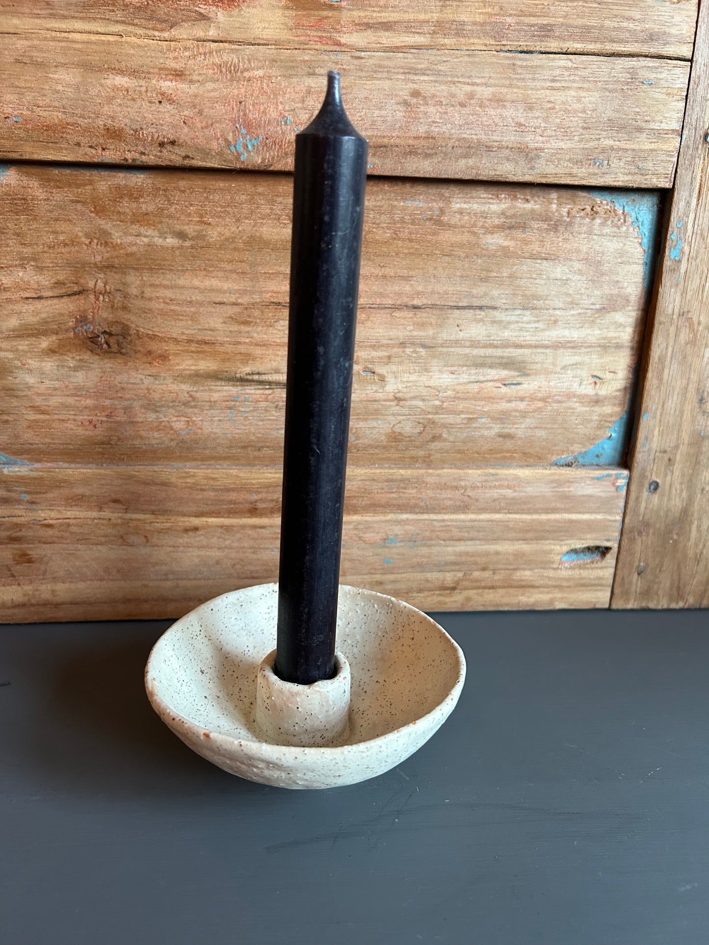 Kandelaar keramiek creme