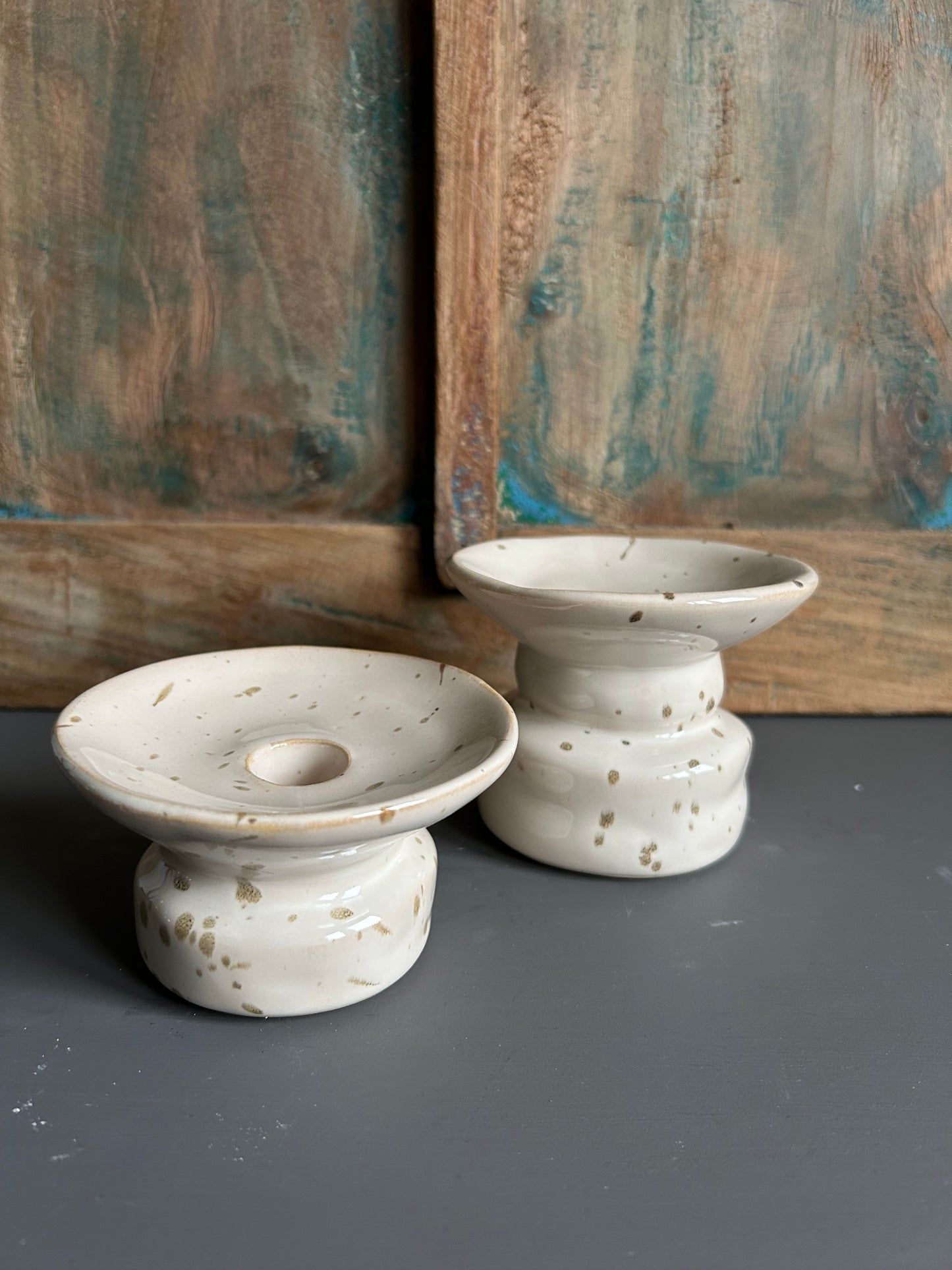 Kandelaar keramiek ecru