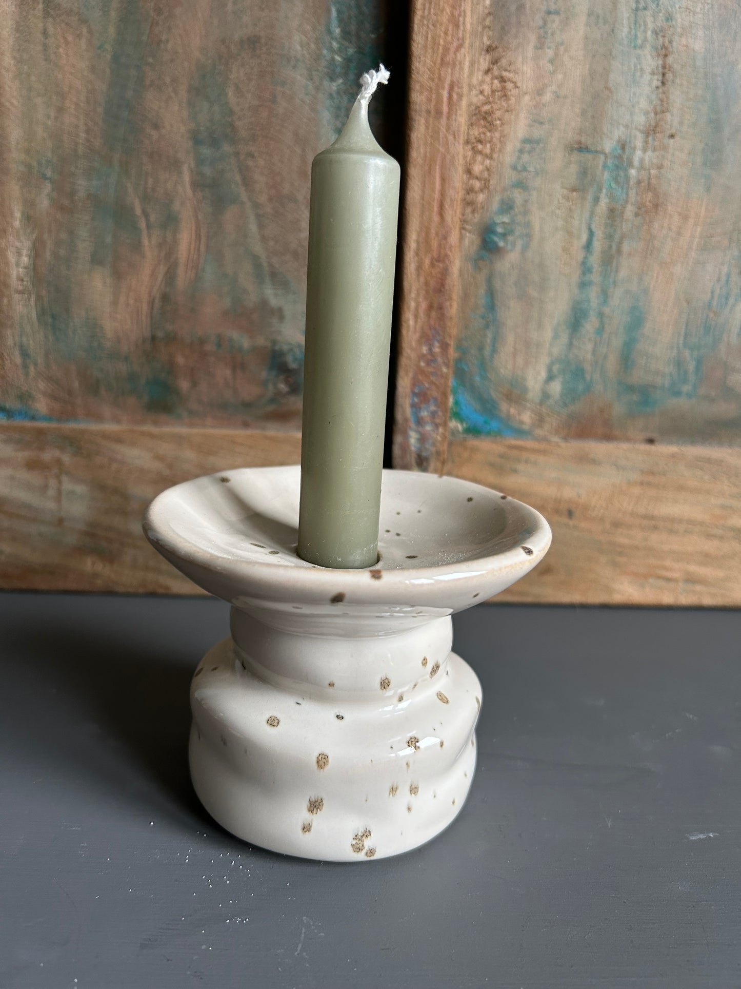 Kandelaar keramiek ecru