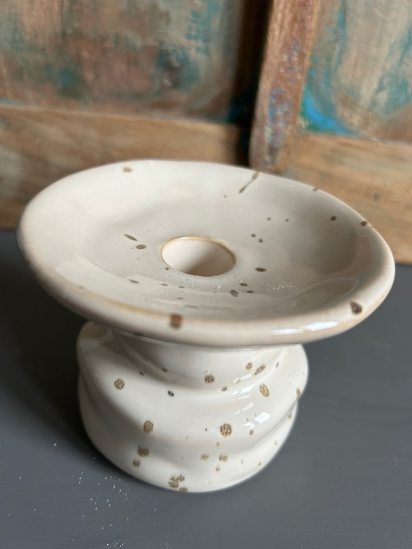 Kandelaar keramiek ecru