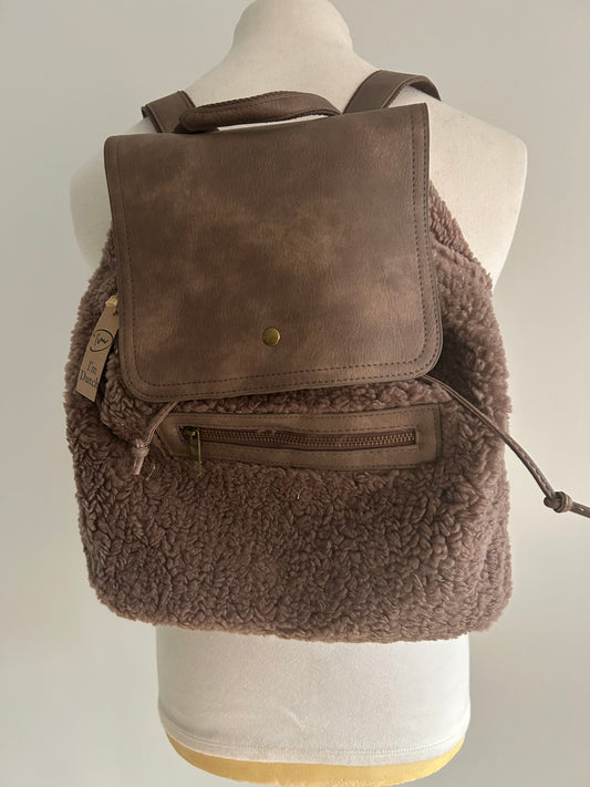 rugzak van teddystof bruin