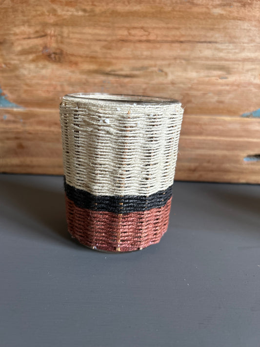 waxine glaasje met touw omwikkeld