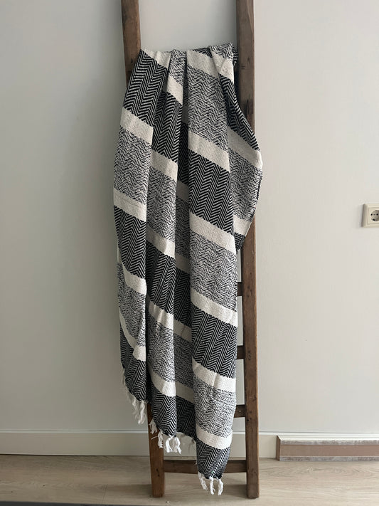 Duurzaam plaid zwart/crème