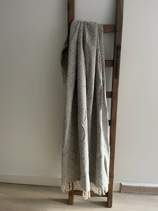 Duurzaam plaid crème/lichtblauw