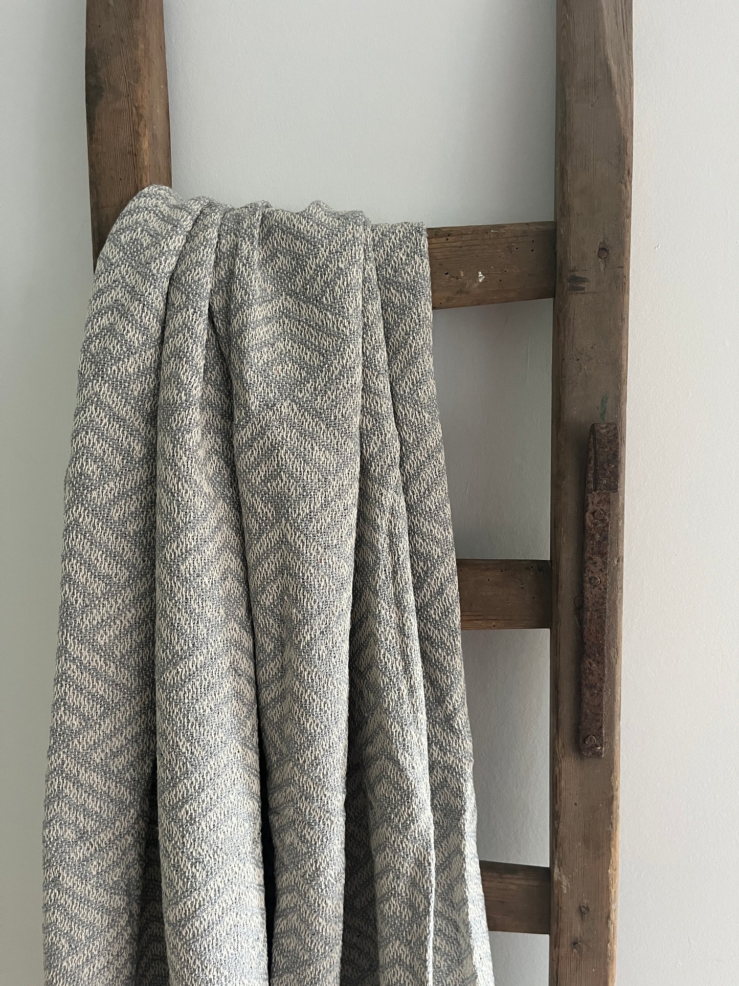 Duurzaam plaid crème/lichtblauw