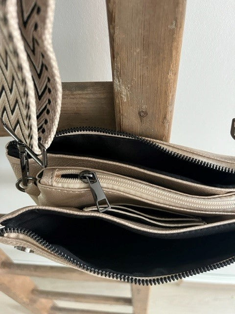 Champagne schoudertasje - New york