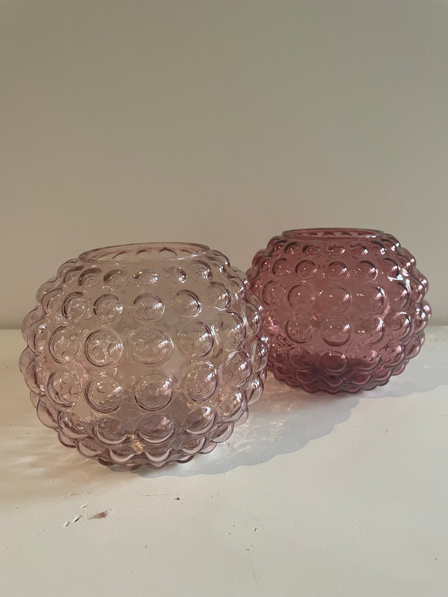 Glazen windlicht - Lichtroze