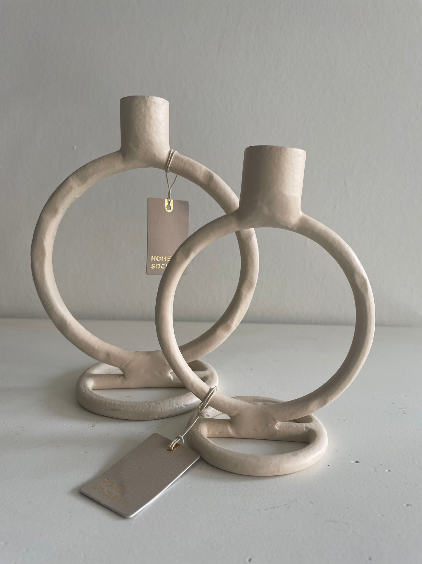 Home Society Crème metalen kandelaar - Klein rond