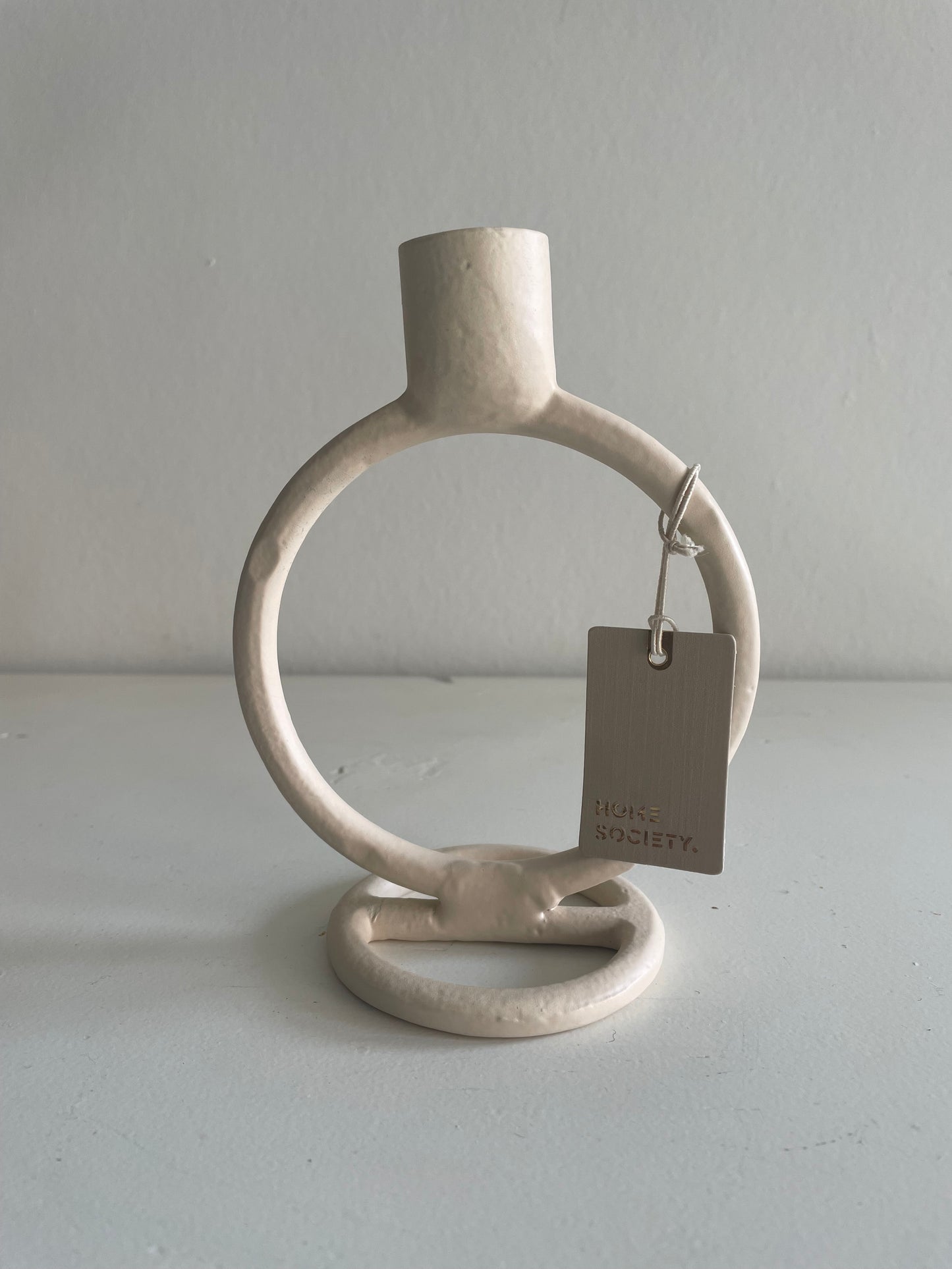 Home Society Crème metalen kandelaar - Klein rond