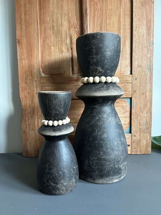 zwart/bruine vaas maat L