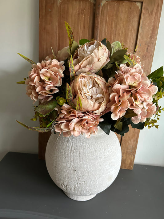 boeket zijdebloemen zalm