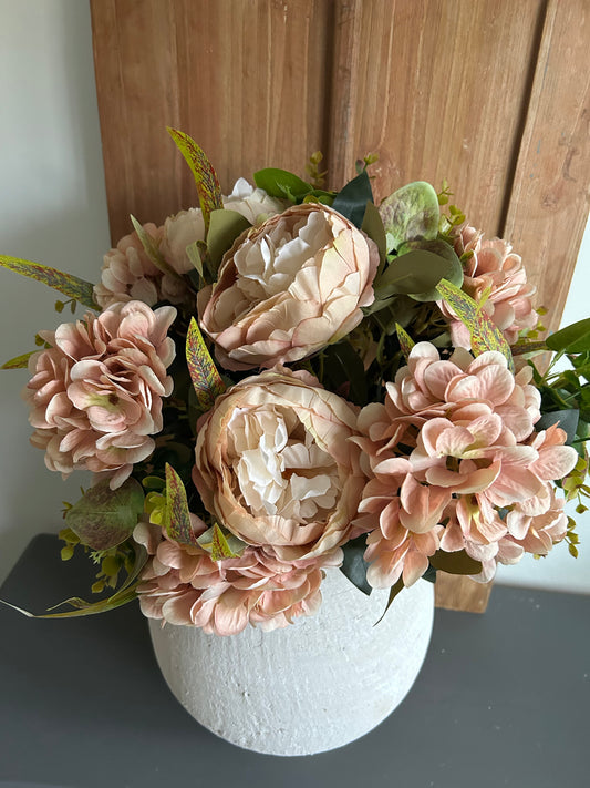 boeket zijdebloemen zalm